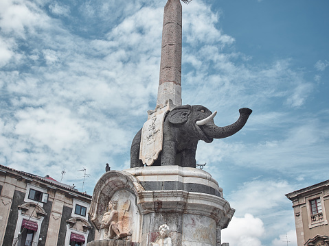 Catania, Italy - August 22, 2018: The statue of the \