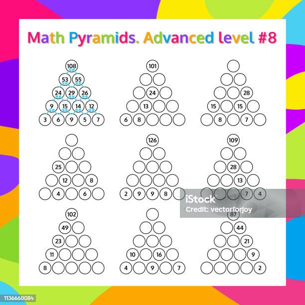 Math Pyamid Math Pyramid Educational Game Worksheet Advanced Level Set Mathematics ...