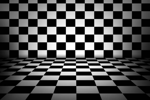 Black And White Checker interior room. space stock photo