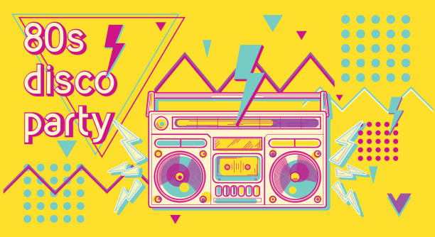 istock 80s disco party funky colorful music design 1136665634