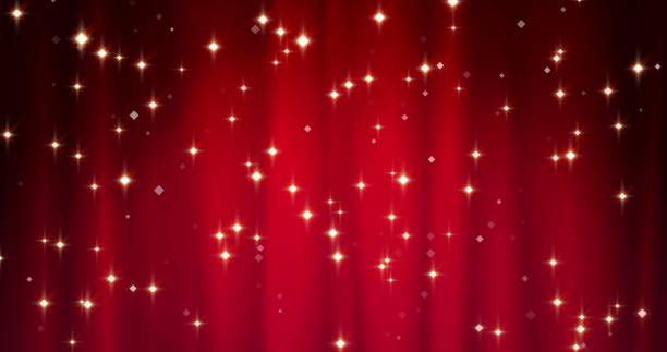 istock Red Merry Christmas background with golden stars. Walpaper for Valentine's day 1136666564