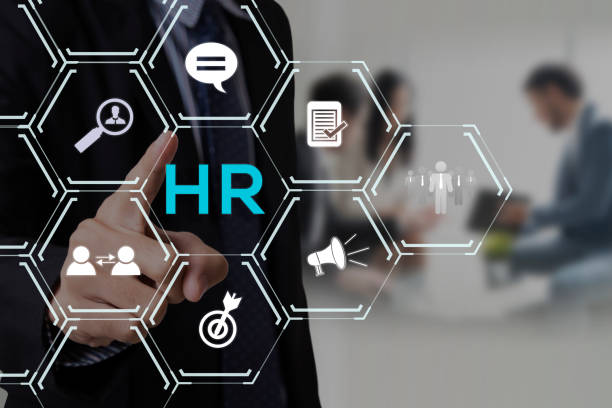 istock Businessman hand pressing button human resources. sign on virtual screen. HR management Recruitment Employment Concept. 1136666824