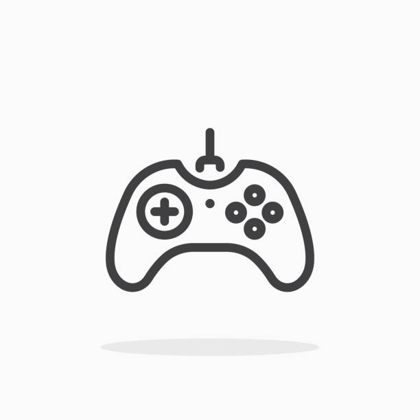 illustrazioni stock, clip art, cartoni animati e icone di tendenza di icona joystick in stile linea. - video game immagine