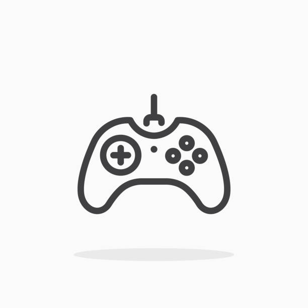 Joystick icon in line style. Joystick icon in line style. For your design, logo. Vector illustration. Editable Stroke. game controller stock illustrations