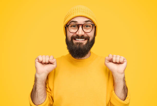 istock Funny man celebrating success 1136668075