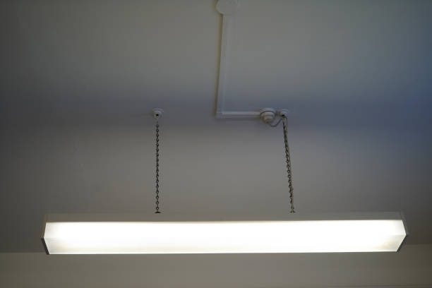 Florescent tube lights on a ceiling