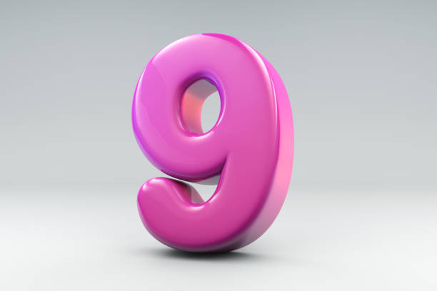 Bubble like pink number nine stock photo