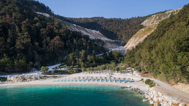 Porto Vathy beach, Thassos island, Greece stock photo