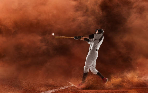 joueur de baseball professionnel. - baseball hitting baseball player child photos et images de collection