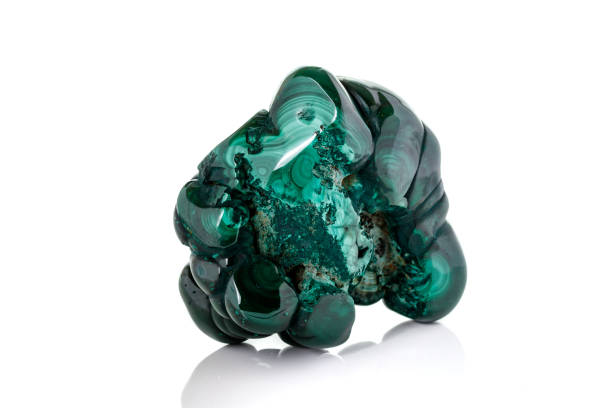 istock Malachite macro mineral stone on a white background 1136675585