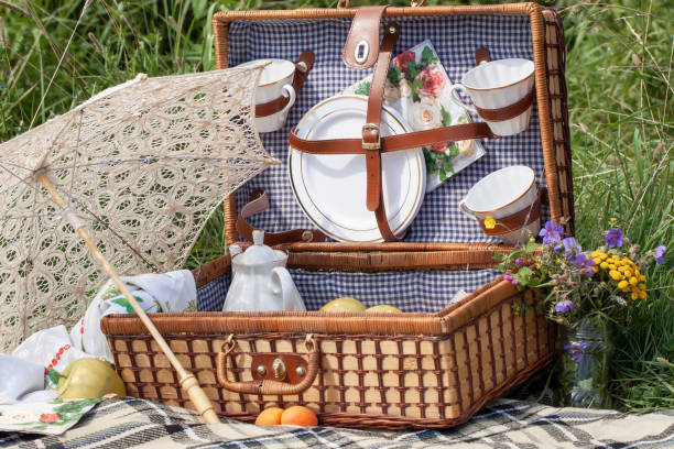 istock Set for a romantic picnic outdoors, in nature in summer 1136676385