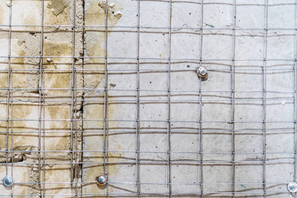 istock Metal welded mesh for better adhesion of plaster on the walls. 1136676558
