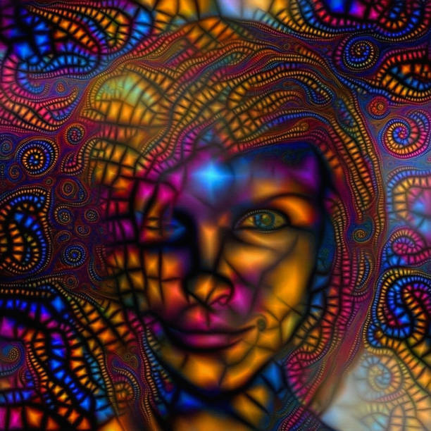 Contemporary painting in pastel colors.Pretty girl face