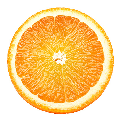 orange slice isolated on white background, clipping path, full depth of field