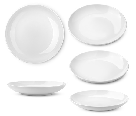 Empty plate, isolated on white background, clipping path, full depth of field
