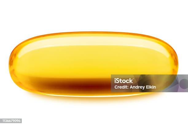 Fish Oil Pill Omega 3 Isolated On White Background Clipping Path Full Depth Of Field Stock Photo - Download Image Now