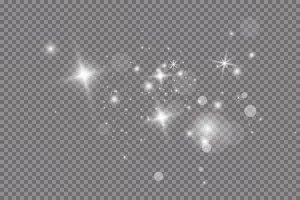 ilustraciones, imágenes clip art, dibujos animados e iconos de stock de efecto de luz incandescente. ilustración vectorial. flash de navidad. polvo - material