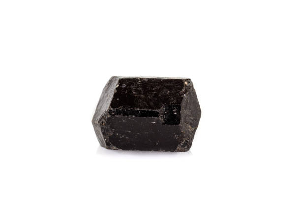 istock macro mineral stone schorl, black tourmaline on white background 1136683169