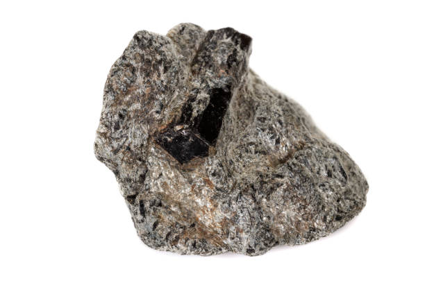 istock macro mineral stone schorl, black tourmaline on white background 1136683416