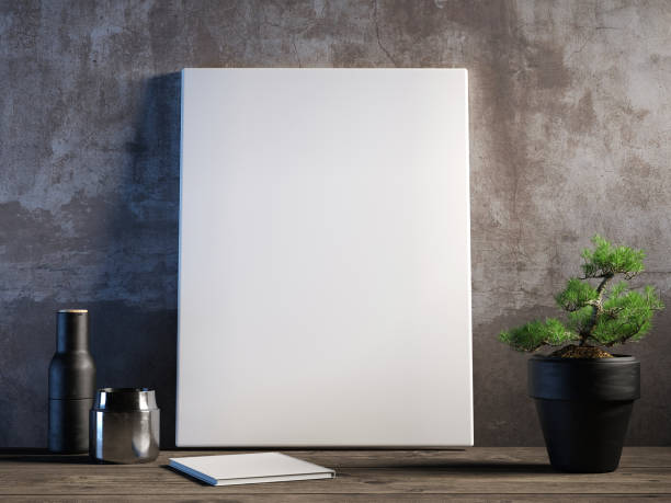 istock Mock up poster on old wall, canvas with decoration composition 1136684846