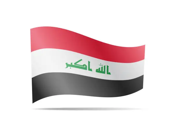 Vector illustration of Waving Iraq flag in the wind. Flag on white vector illustration