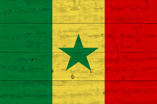 bandeira de senegal pintada na prancha de madeira velha - senegal flag dirty africa - fotografias e filmes do acervo