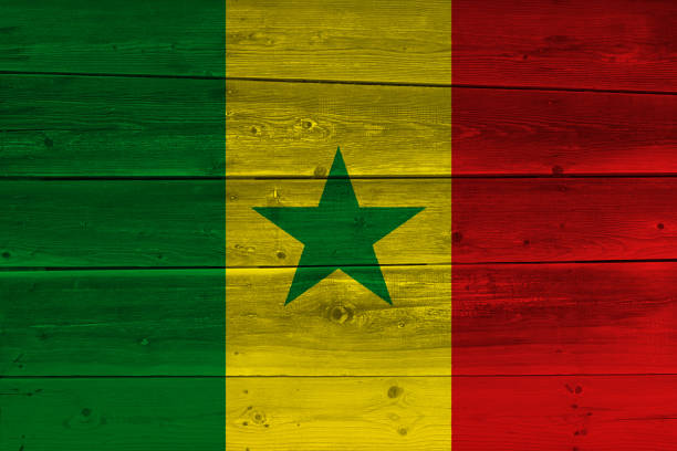 bandeira de senegal pintada na prancha de madeira velha - senegal flag dirty africa - fotografias e filmes do acervo