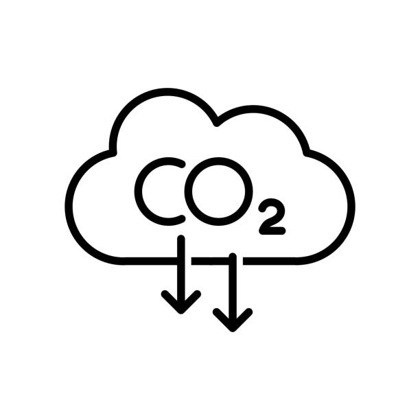 ikona redukcji emisji dwutlenku węgla - gaz cieplarniany stock illustrations