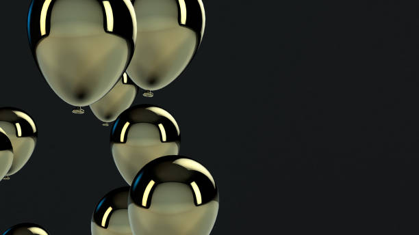istock Gold balloon floating in the air 1136694027
