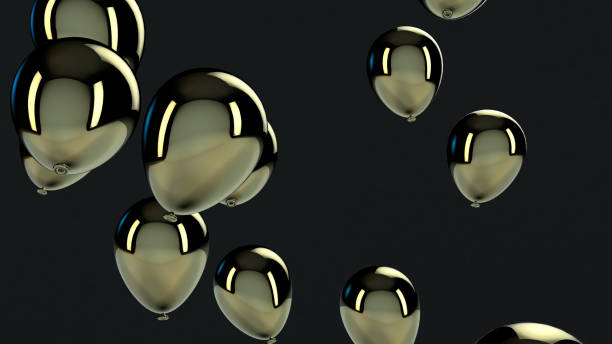 istock Gold balloon floating in the air 1136694126