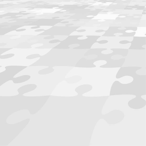 istock Perspective background with grey puzzle separate pieces, mosaic, details, tiles, parts. 1136699902