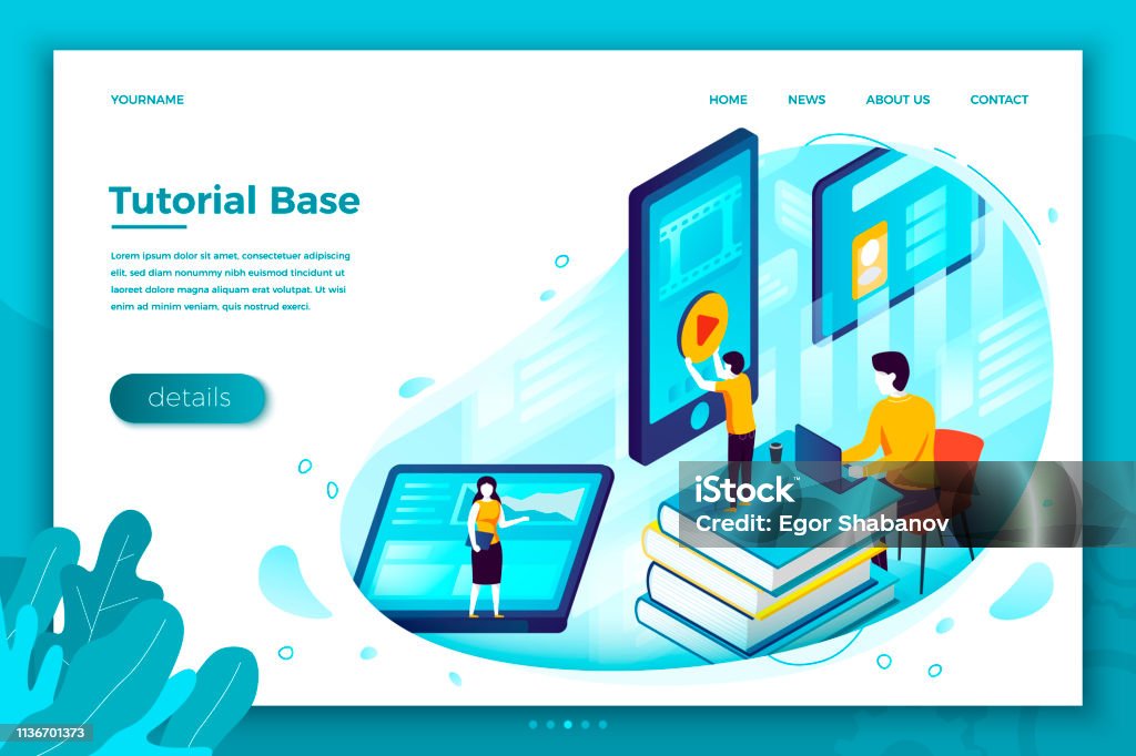 Tutorial Learning Center Graphics Vector Online Tutorial School Learning Process Stock Illustration ...