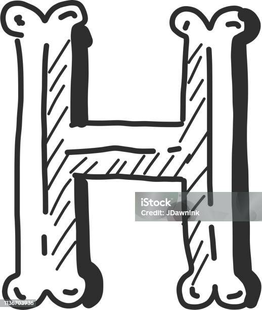 Hand Lettered Capital Letter Outline Bevelled 3d Alphabet Design Stock Illustration - Download Image Now