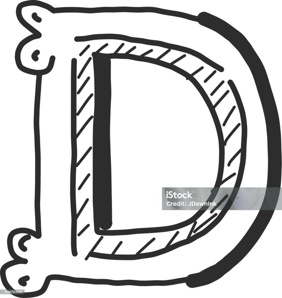 Hand lettered Capital Letter outline bevelled 3D alphabet design Vector illustration of a Hand lettered Capital Letter outline bevelled 3D alphabet design. EPS 10 Characters stock vector