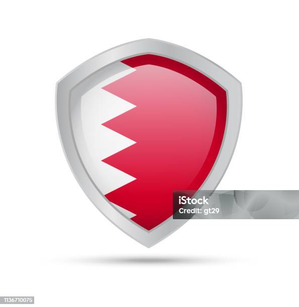 Bahrain Shield Shield With Bahrain Flag On White Background Stock Illustration ...