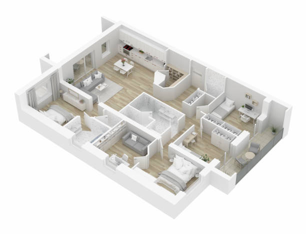 istock 3D Floor plan of a home. Open concept living apartment layout 1136714081