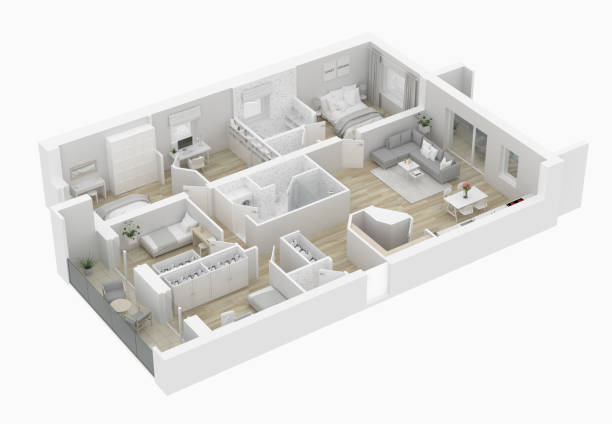 istock 3D Floor plan of a home. Open concept living apartment layout 1136714093