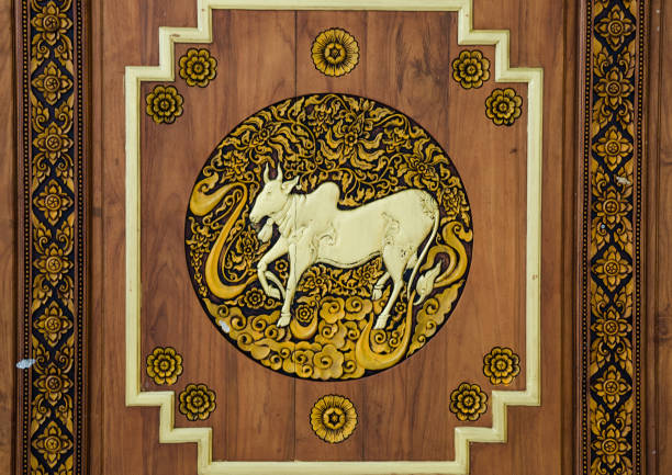 wooden taurus zodiac symbol carve