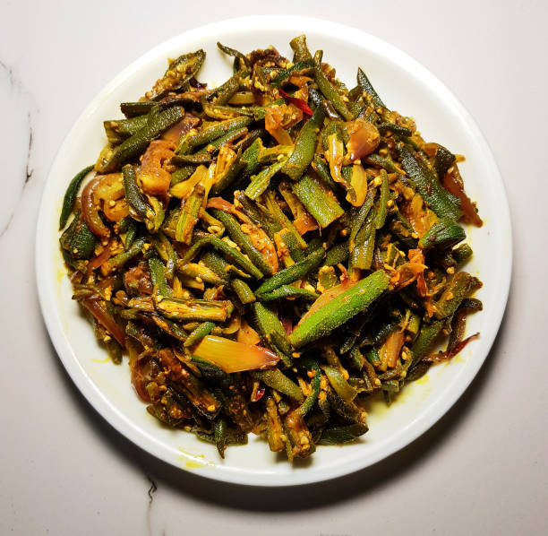istock Dried spicy lady fingers curry 1136715224