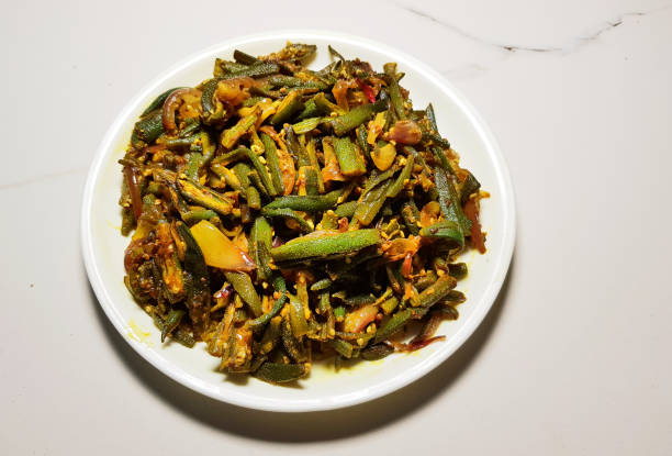 istock Dried spicy lady fingers curry 1136715249