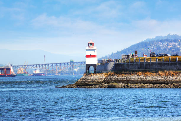Historic Brockton Point lighthouse at Stanley Park in Vancouver, British Columbia, Canada. Named after Francis Brockton, the lighthouse has a 100-year-old history.