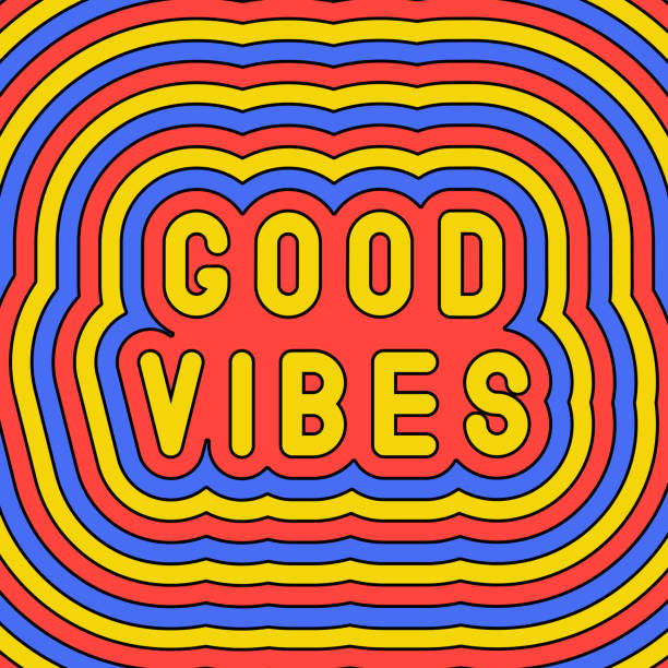 “Good vibes” slogan poster. Groovy, retro style design template of the 60s-70s. Vector illustration. “Good vibes” slogan poster. Groovy, retro style design template of the 60s-70s. Vector illustration. word cool stock illustrations