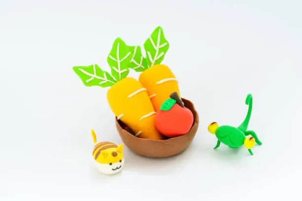 Photo of Colorful plastic vegetables fruits and animals