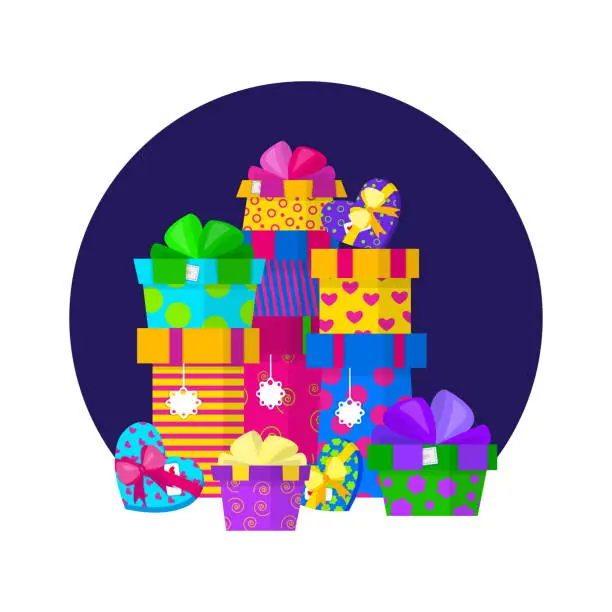 Vector illustration of Vector gift pile design in flat style.