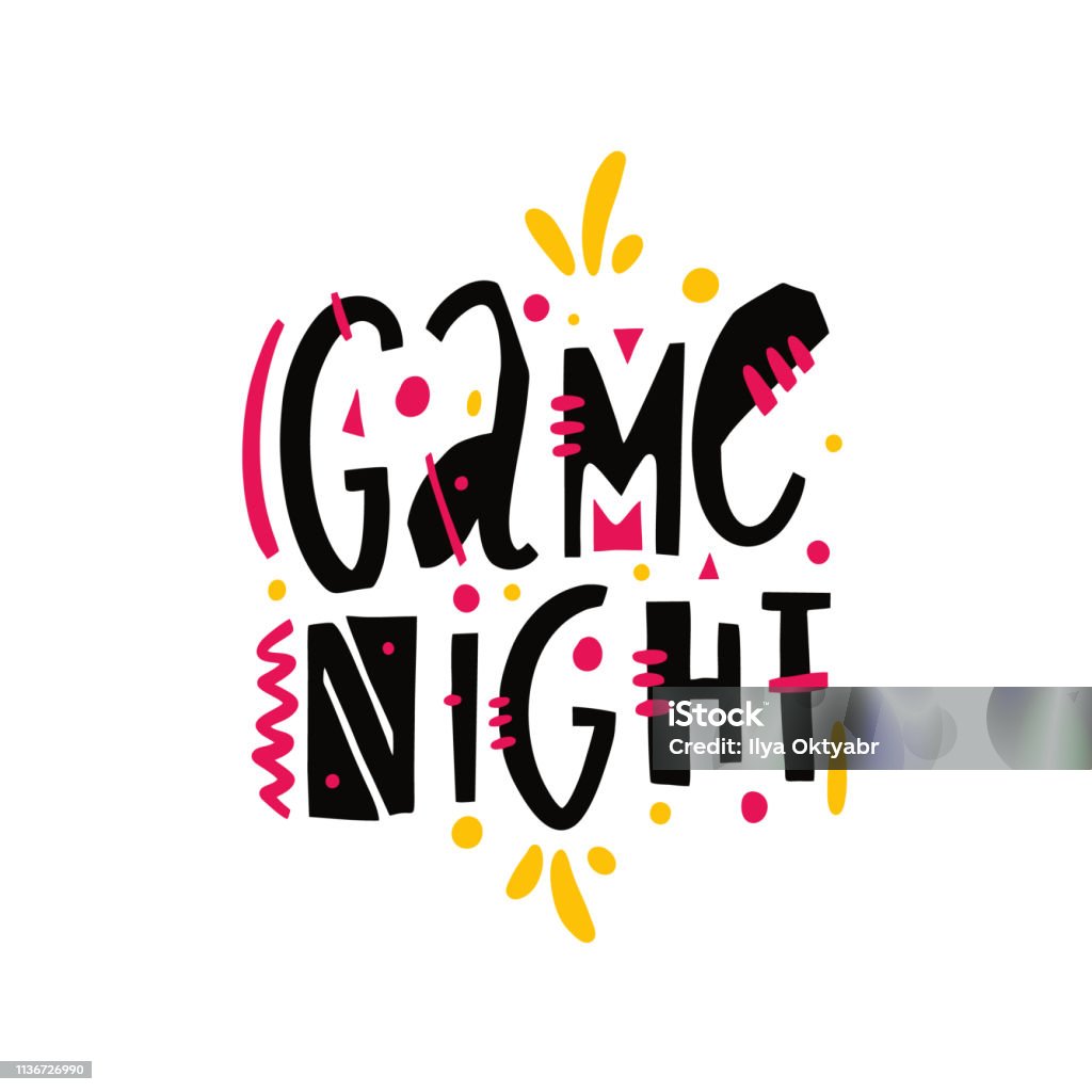 Game Night Vector Game Night Hand Drawn Vector Lettering Modern Typography Isolated On ...