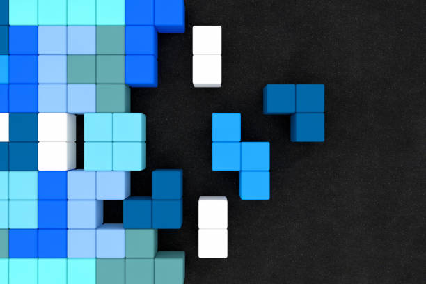 formas geométricas abstratas 3d, jogo da lógica - jogo de vídeo de empilhar blocos - fotografias e filmes do acervo