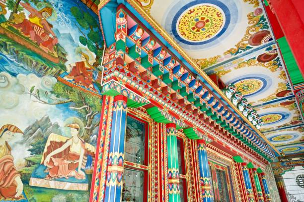 istock Murals, The Great Drigung Kagyud Lotus Stupa, Lumbini, Nepal, Buddhist 1136733125