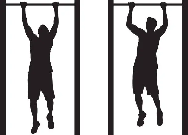 Vector illustration of Man Doing Pull-Up Silhouette