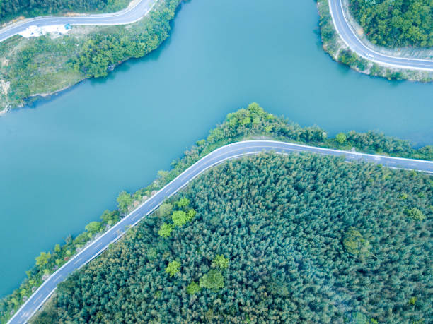 istock Highway beside the lake 1136734865