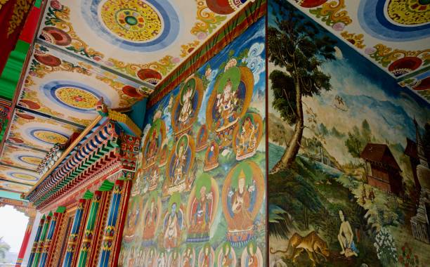 istock Murals, The Great Drigung Kagyud Lotus Stupa, Lumbini, Nepal, Buddhist 1136734897